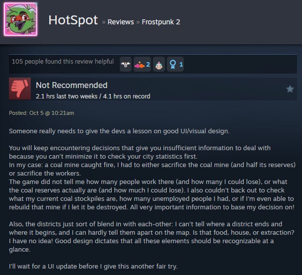 Imagem do artigo intitulado Frozen City Builder Frostpunk 2, conforme contado pelas avaliações do Steam